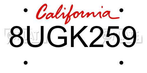 8UGK259 California License Plate