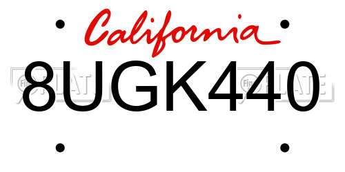 8UGK440 California License Plate