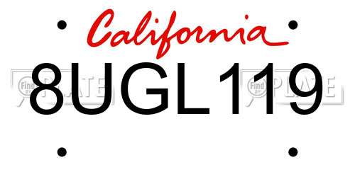 8UGL119 California License Plate