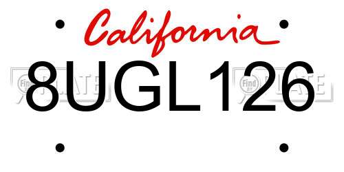 8UGL126 California License Plate