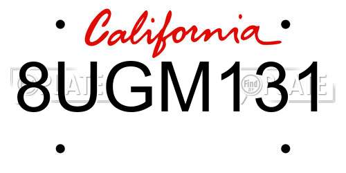 8UGM131 California License Plate