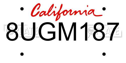 8UGM187 California License Plate