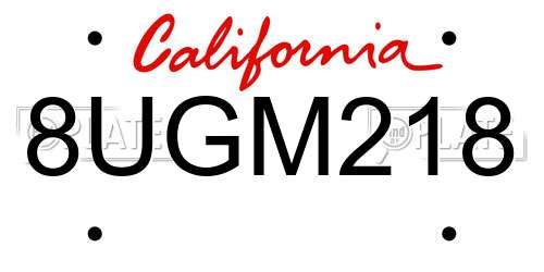 8UGM218 California License Plate