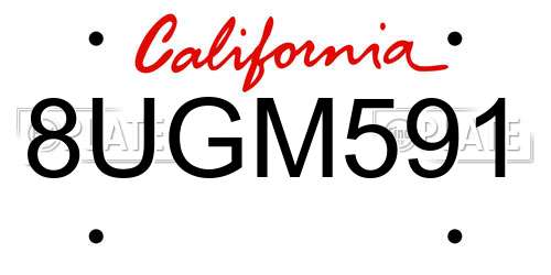 8UGM591 California License Plate