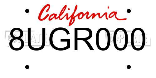 8UGR000 California License Plate