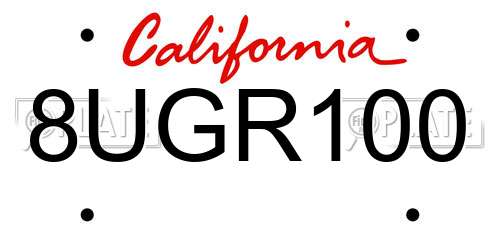 8UGR100 California License Plate