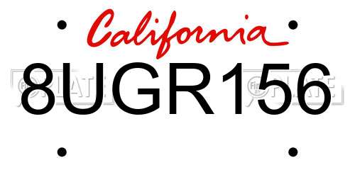 8UGR156 California License Plate