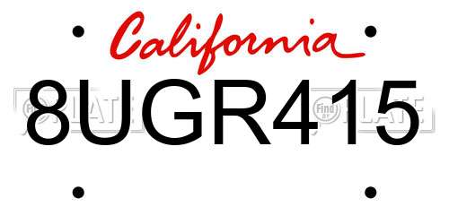 8UGR415 California License Plate