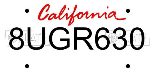 8UGR630 California License Plate