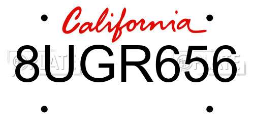 8UGR656 California License Plate