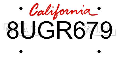8UGR679 California License Plate