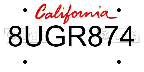 8UGR874 California License Plate