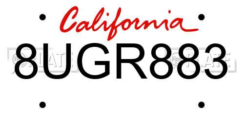 8UGR883 California License Plate