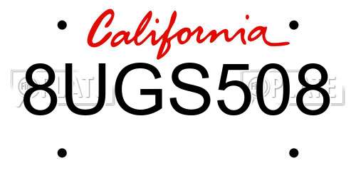 8UGS508 California License Plate
