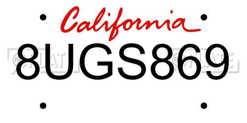 8UGS869 California License Plate