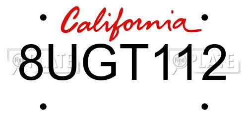 8UGT112 California License Plate