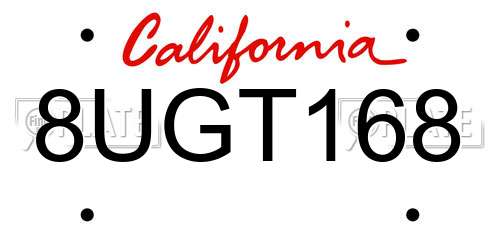 8UGT168 California License Plate