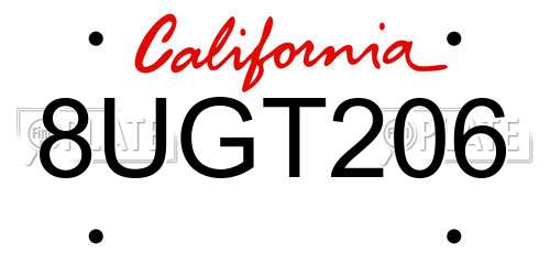 8UGT206 California License Plate