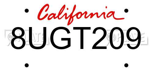 8UGT209 California License Plate
