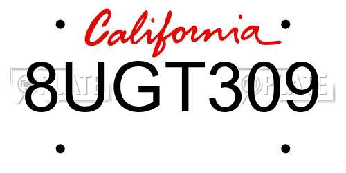 8UGT309 California License Plate