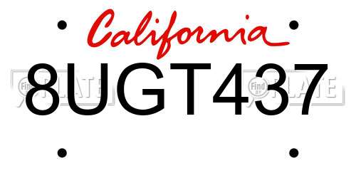 8UGT437 California License Plate
