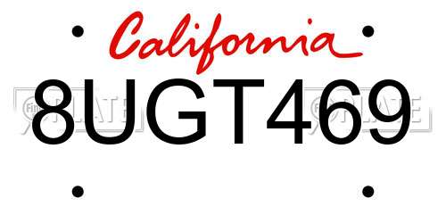 8UGT469 California License Plate