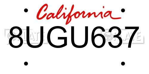 8UGU637 California License Plate
