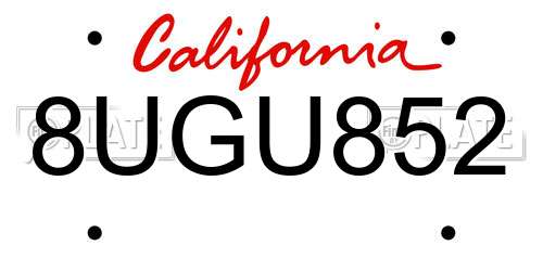 8UGU852 California License Plate
