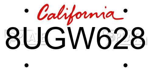 8UGW628 California License Plate