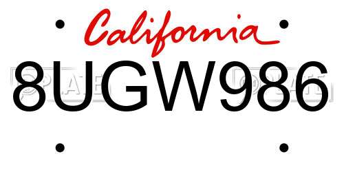 8UGW986 California License Plate