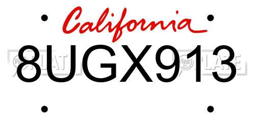 8UGX913 California License Plate