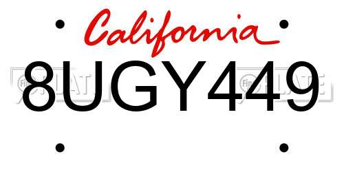 8UGY449 California License Plate