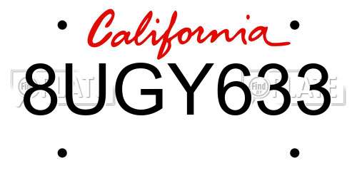 8UGY633 California License Plate