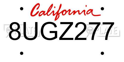8UGZ277 California License Plate
