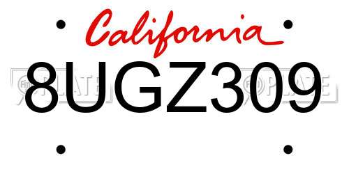 8UGZ309 California License Plate