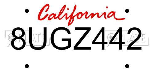 8UGZ442 California License Plate