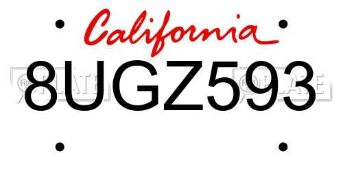 8UGZ593 California License Plate