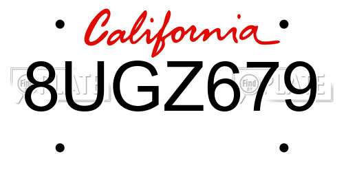 8UGZ679 California License Plate