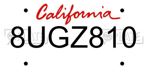 8UGZ810 California License Plate