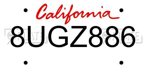 8UGZ886 California License Plate