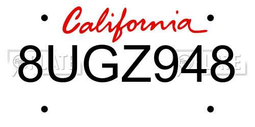 8UGZ948 California License Plate