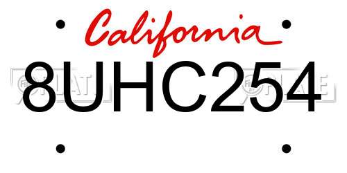 8UHC254 California License Plate