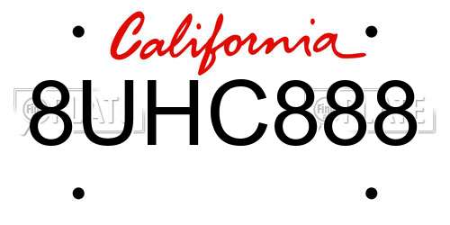 8UHC888 California License Plate