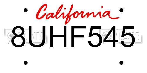 8UHF545 California License Plate