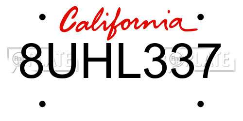 8UHL337 California License Plate