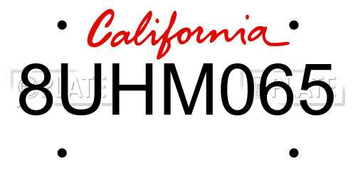 8UHM065 California License Plate