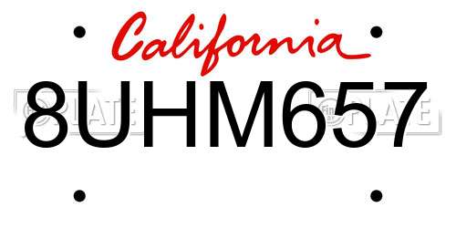 8UHM657 California License Plate