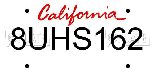 8UHS162 California License Plate