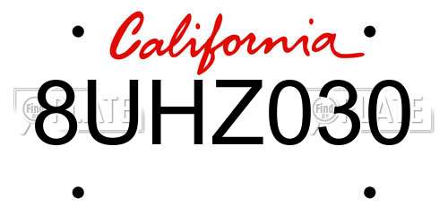 8UHZ030 California License Plate
