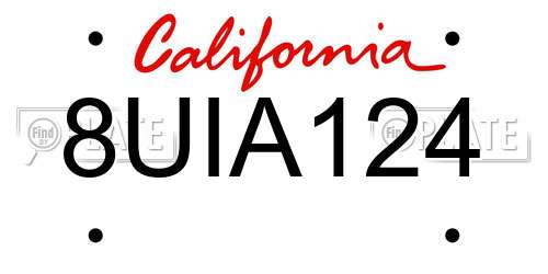 8UIA124 California License Plate